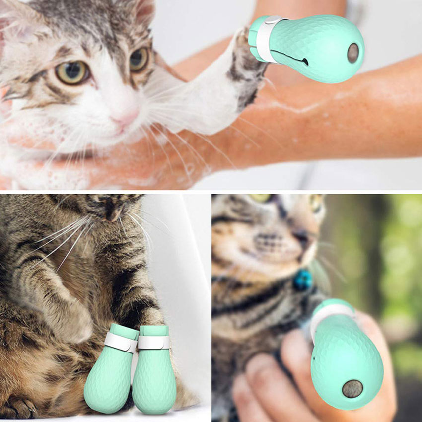 Protecteur de patte de chat réglable pour le bain chaussures anti-rayures en Silicone souple fournitures de toilettage pour chat