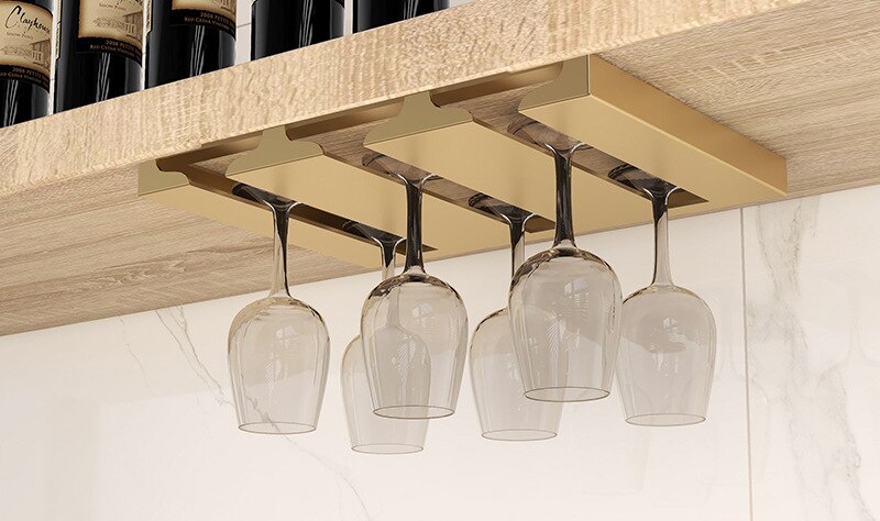 Białe złoto stojak na kieliszki robić wina strąk szafką Stemware uchwyt wieszak robić przechowywania metalowy Organizer robić kuchni barowej: złoto 3slots