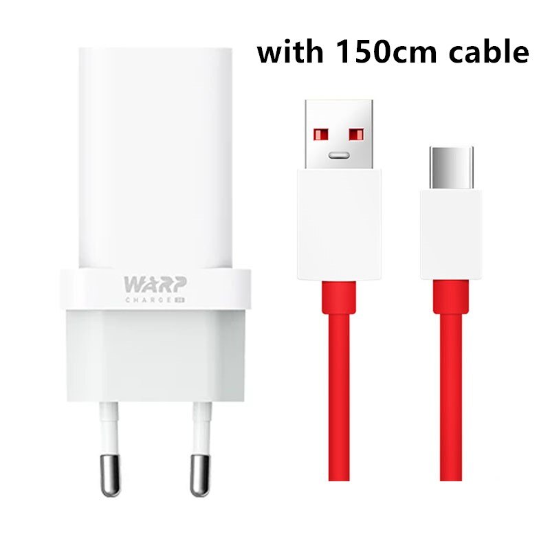 Ładowarka Oneplus 8 Pro Warp 30w Mclaren Adapter do ładowarki One Plus 8 7 7t Pro 6 6t 5 5t 3 3t inteligentny telefon 5V/6A 30 ładowanie kabla USB: EU with 150cm cable