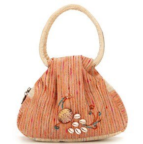 Alasir vintage broderi påfugl mønster national stil damer lærred håndtasker retro kvindelig lille shell taske: Orange