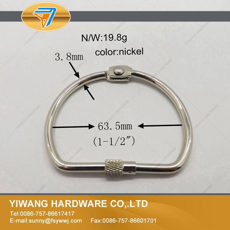 key ring nickel plating screw lock binding ring shining office binder ring with a screw D ring