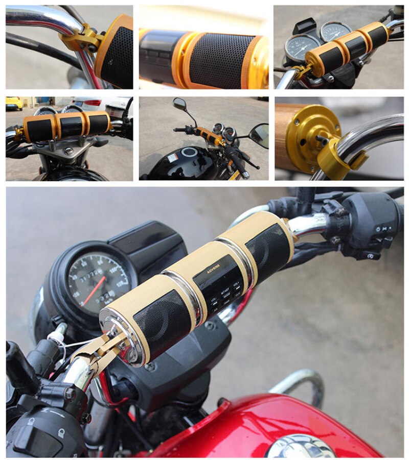 Motorcycle Bluetooth MP3 Audio Refitted Waterproof Bluetooth Speaker multi-function with Display Dual Speakers