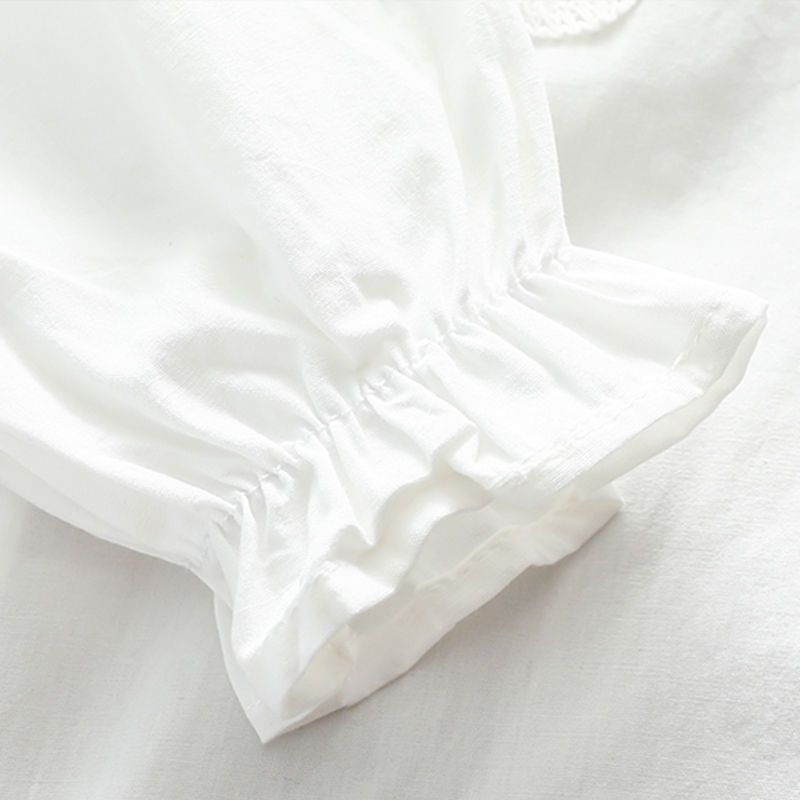 2022 primavera autunno ragazze camicetta bavero camicia a maniche lunghe pizzo di cotone bambini ragazza top camicetta abbigliamento moda per bambini per bambino B10