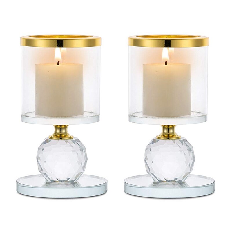 Crystal Pillar Candle Holder Glass Candle Holder Tealight Holder Candlesticks Holder For Pillar Candle For Table Decor