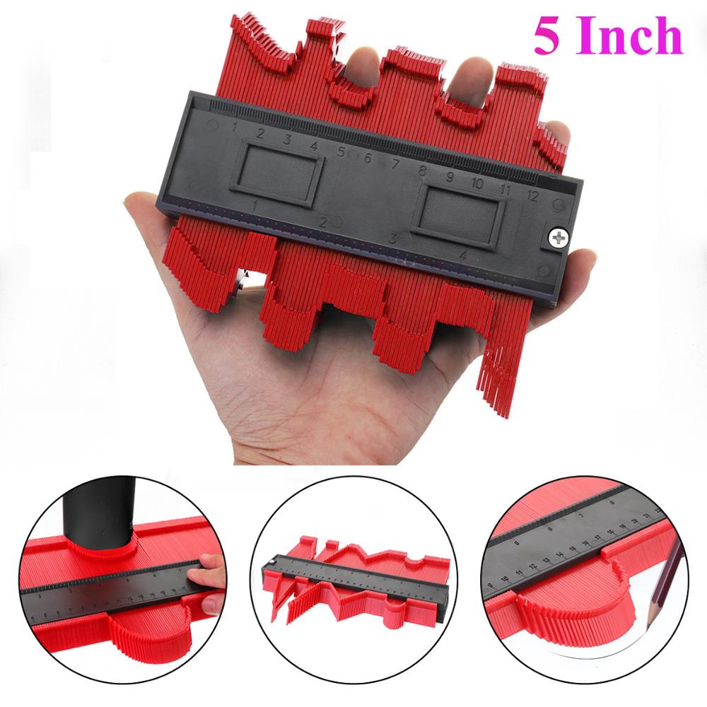 5/6/10Inch Profile Measuring Tools Deep Duplicator Tiling Laminate Woodworking Irregular Plastic Gauge Contour Gauge Ruled: 5 inch Red