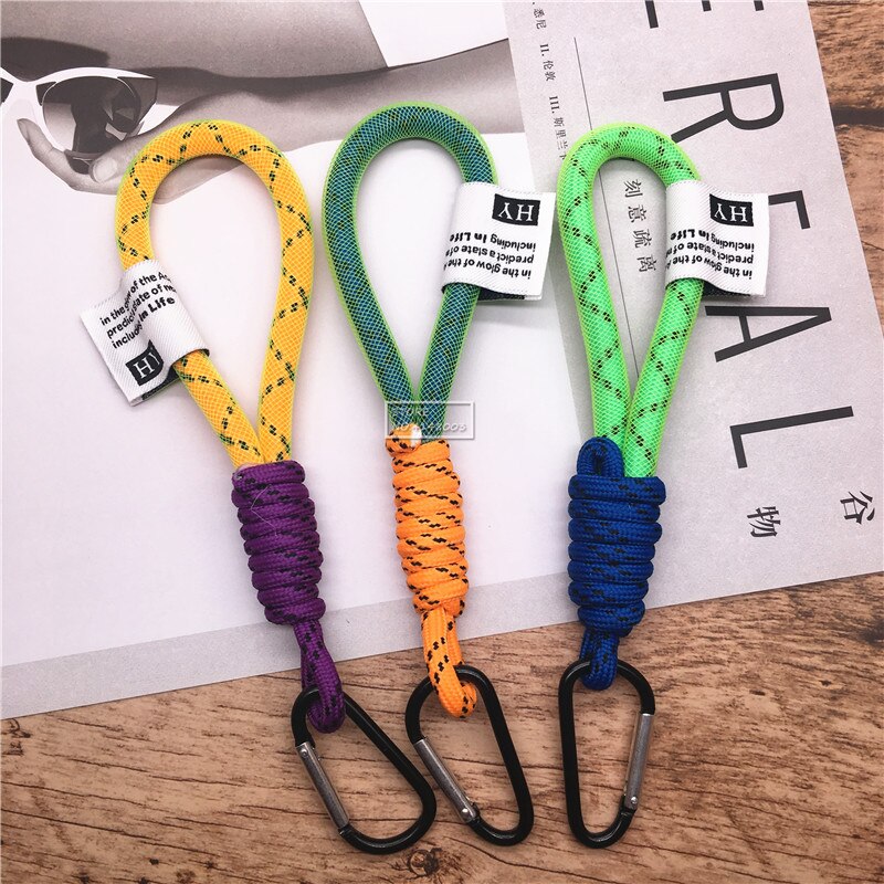 Llavero fluorescente con cordón para llaves, correa de cuello corto para llaves de coche, bolso para niños, colgante, para amigos