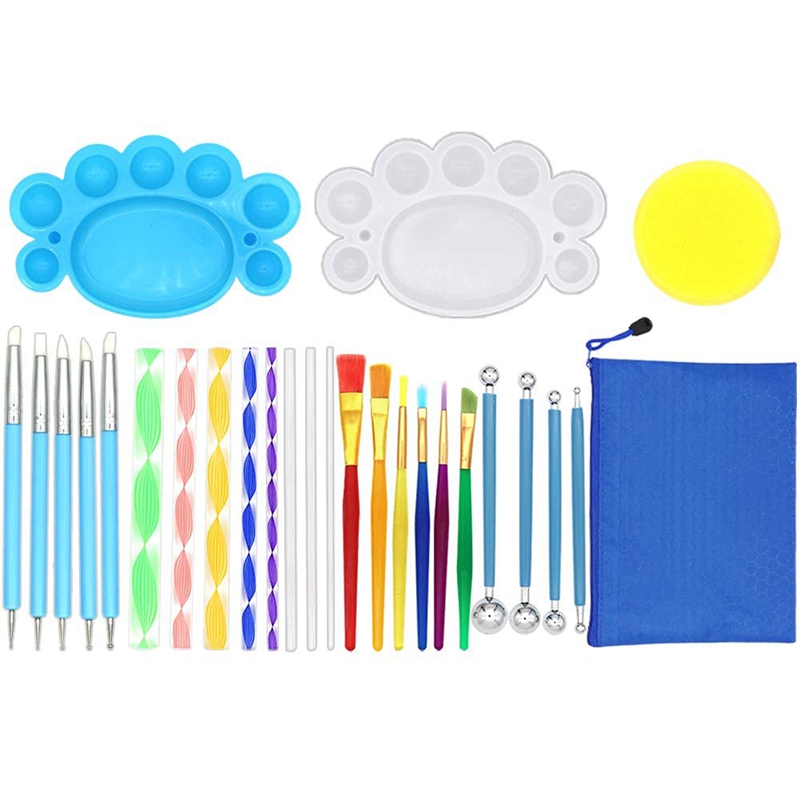 Mandala Dotting Tools, Painting Tool Kits Brushes Paint Tray for Painting Rocks Coloring Drawing and Art Supplies