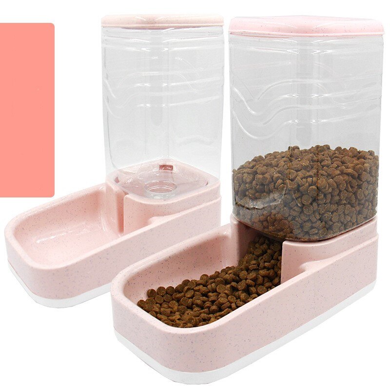 2 stykker / sæt kattefoderskåle til automatiske fødere til hunde vanddispenser springvandflaske til katteskål fodring og drikke: Lyserød