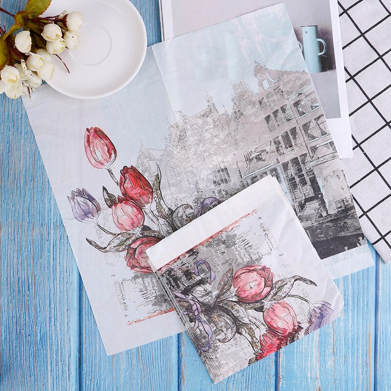 20 Stks/set Servetten Papieren Bloem Patroon Decoupage Servet Papieren Tissue Voor Xmas Wedding Decor Party Tafel Levert
