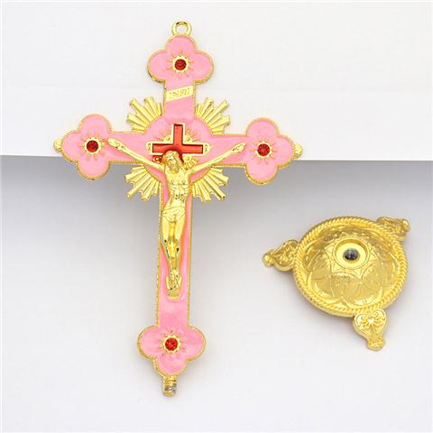Jesus Kreuz Katholischen Religion Christus Orthodoxe Kirche Utensilien Hause Dekoration Christentum Heilige Licht Sonne Blume Büro Schmuck: Rosa