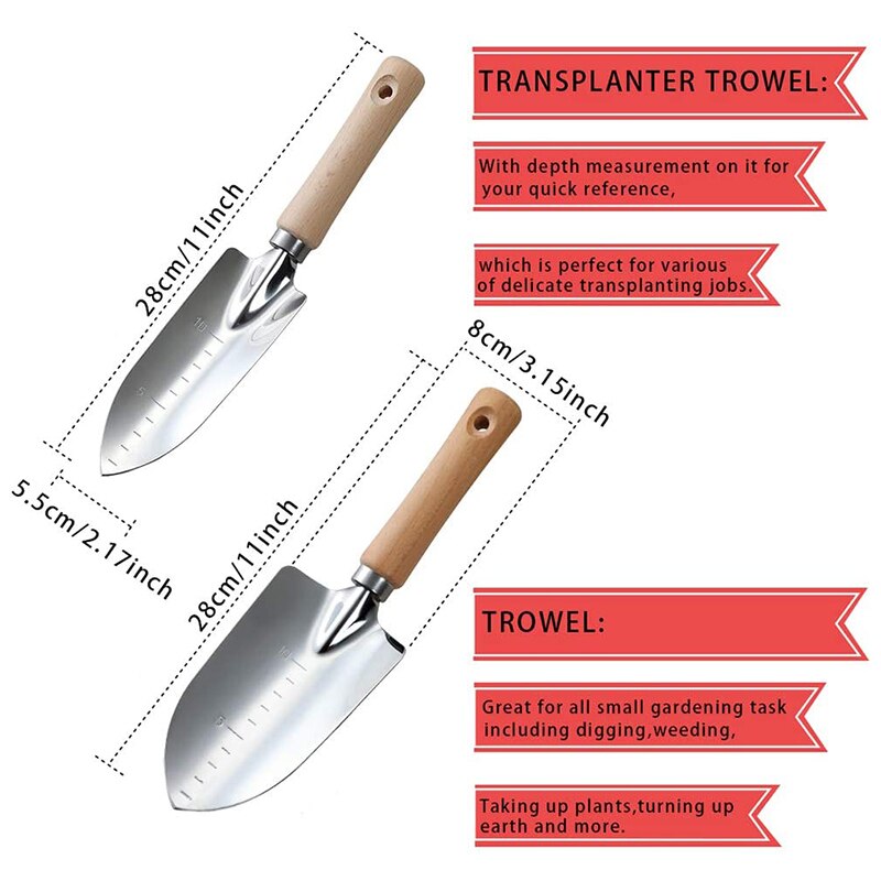 GTBL 4 Pieces Heavy Duty Garden Hand Tools Kit Garden Tool Set With 200 Pieces Of Adjustable Plant Tie