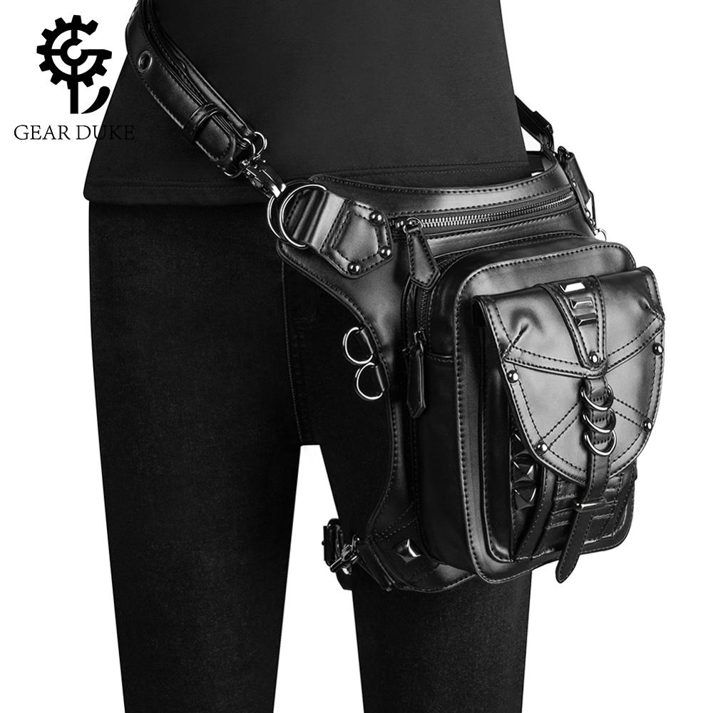 GearDuke Women Waist Bag Gothic Fanny Packs Motorcycle Hip Leg Bag Steampunk Holster Shoulder Bag Men PU Leather Crossbody Bags