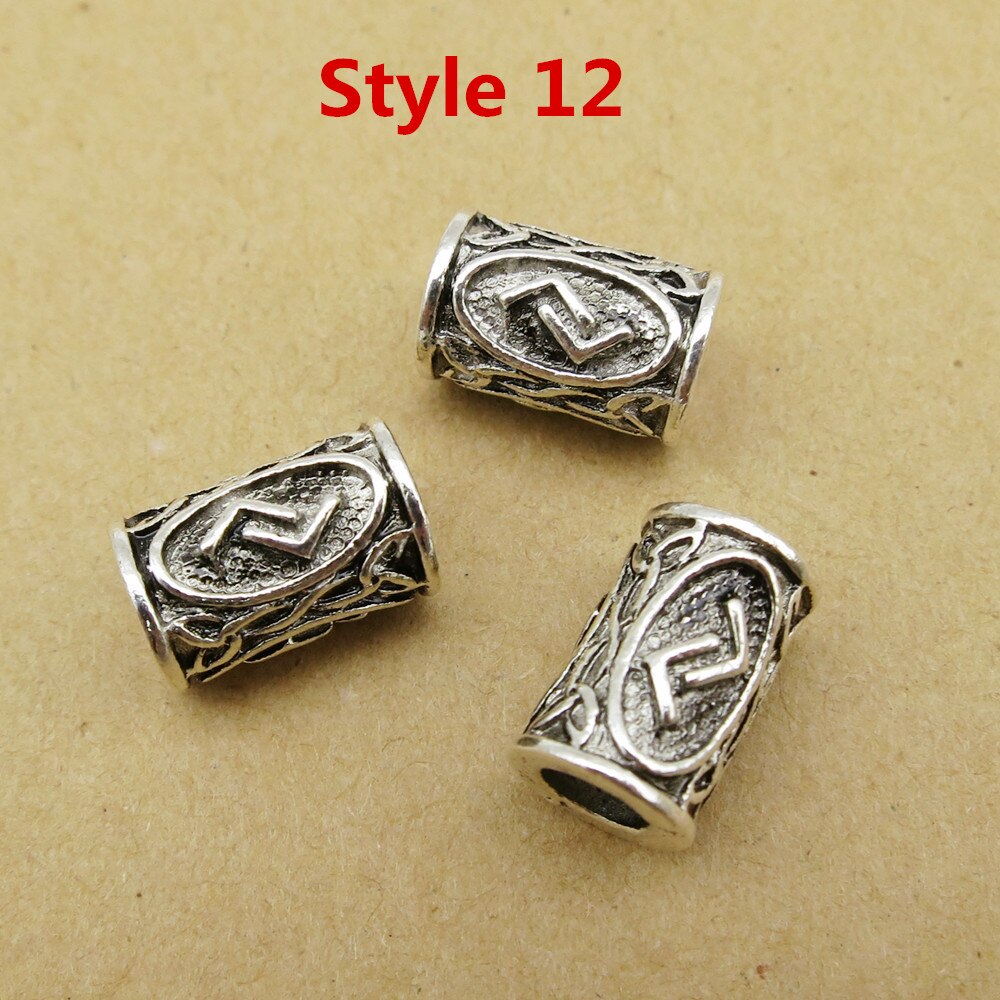 5 stücke/24 stücke Wikinger Rune Haar flechten Furcht Dreadlock Bart Perlen ringe Rohre Für männer frauen Haar Zubehör: 5Stck Stil 12
