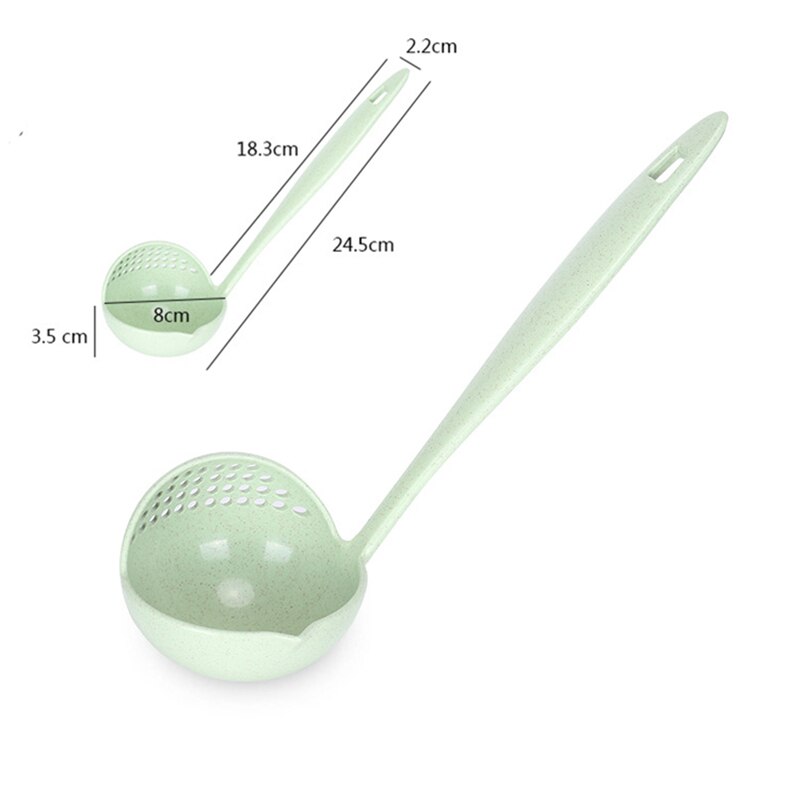 2 in 1 Lange Griff Suppe Löffel Hause Sieb Kochen Sieb Küche Scoop Kunststoff Pfannen Geschirr