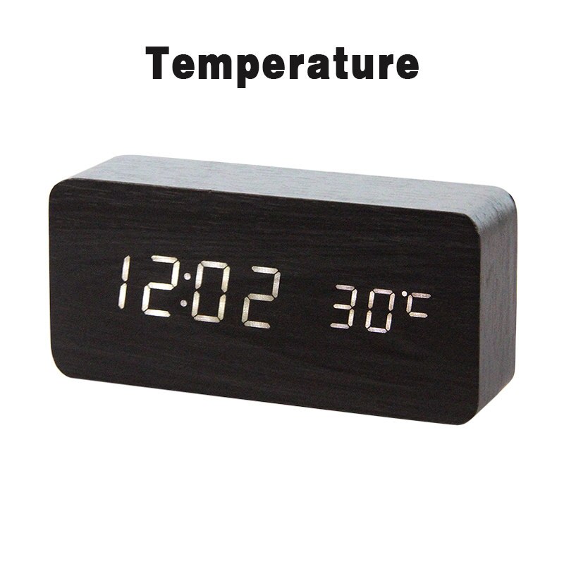 LED en bois réveil montre Table commande vocale numérique bois Despertador électronique bureau USB/AAA alimenté horloges Table horlog: L10