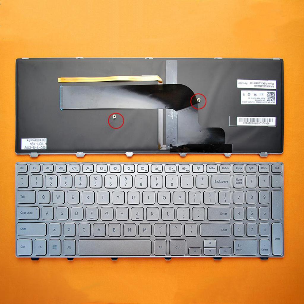Replacement US English Layout Laptop Keyboard with Backlit/Backlight for Dell Inspiron 15-7000 7537, Silver