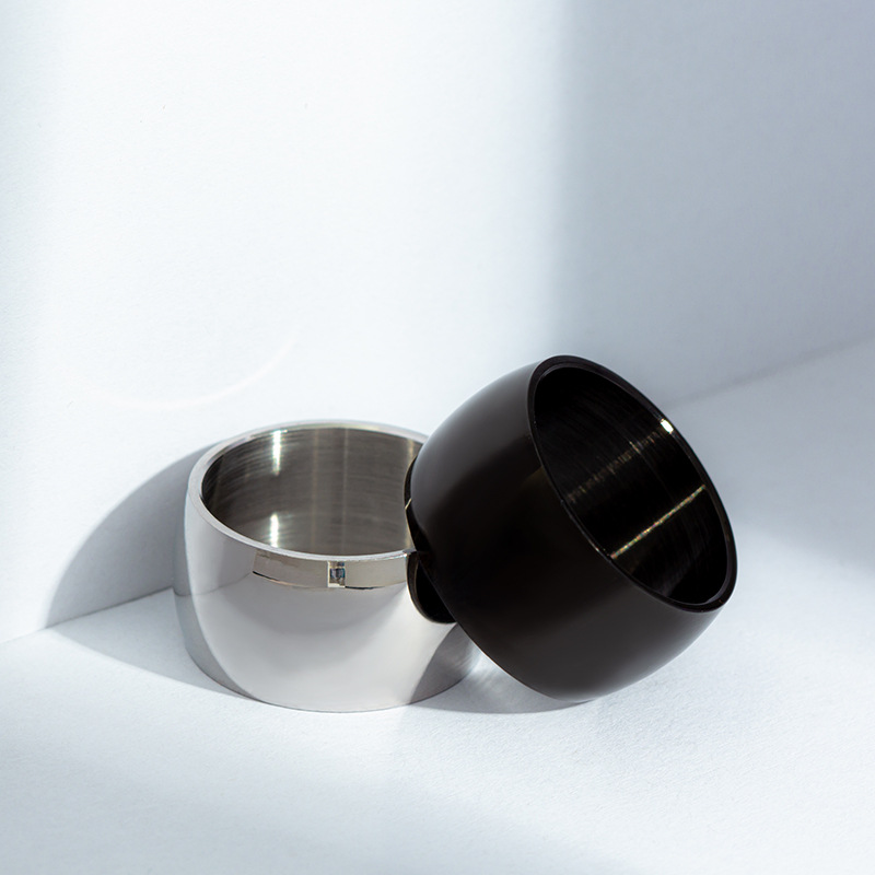 12mm enkle fingerringer i rustfritt stål til menn, punk-smykker, tilbehør, svart sølvfarge