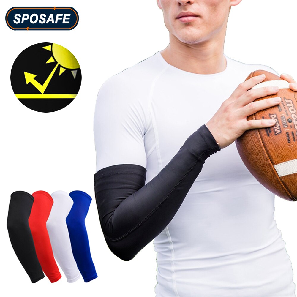 SPOSAFE 1PCS Quick Dry UV Schutz Arm Ärmeln Ellenbogen Basketball Pad Fitness Armschützer Sport Radfahren Arm Wärmer