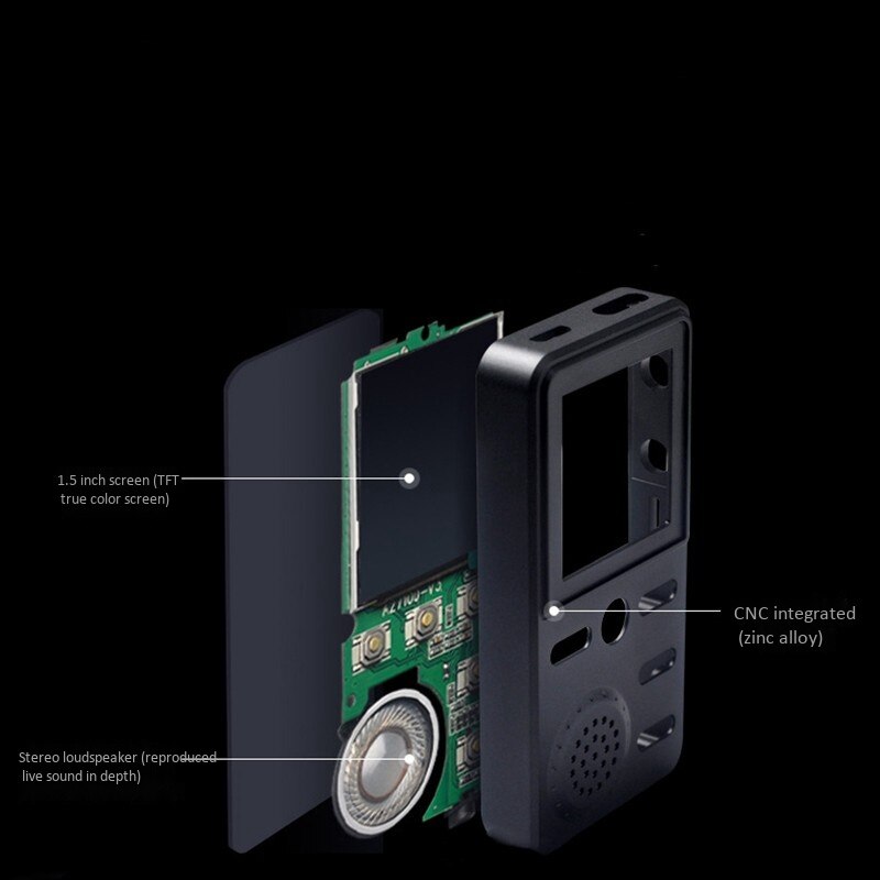 8GB MP3 Player Metal Lossless HIFI MP3 Sport Music Player Multifunction FM Clock Recorder Loudly Stereo Players-Black