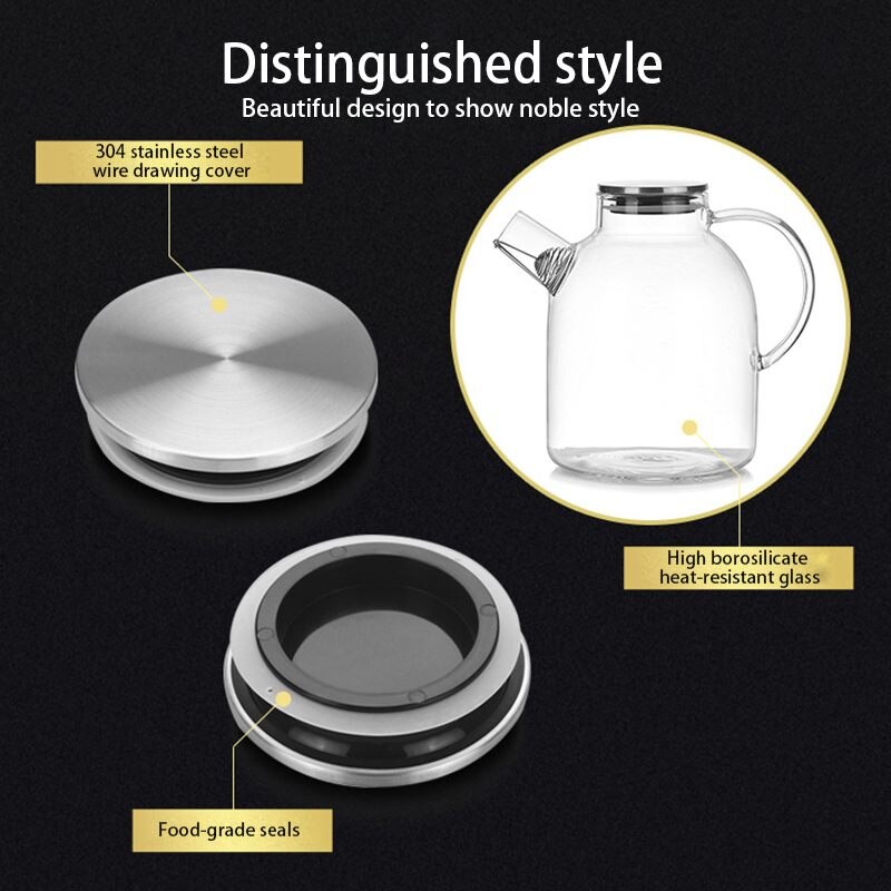 1800ml vandkande, resistent gennemsigtigt glas elkedel tekande kaffe juice kande med rustfri si funktionel