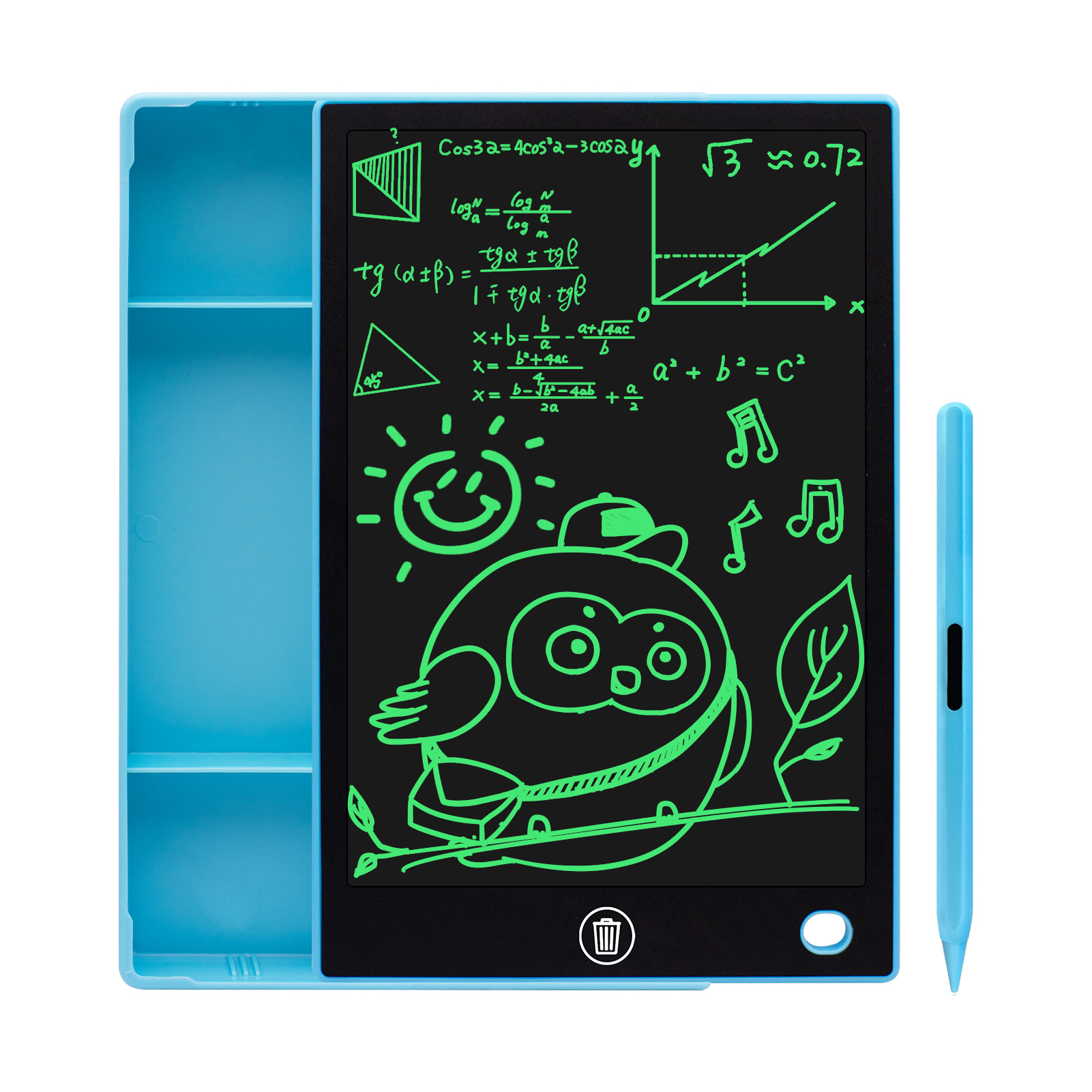 LCD Writing Tablet with Pencil Case Rechargeable Drawing Board 9.5 Inch Colorful Screen with Stylus Drawing Writing Taking Notes: Single color-BL