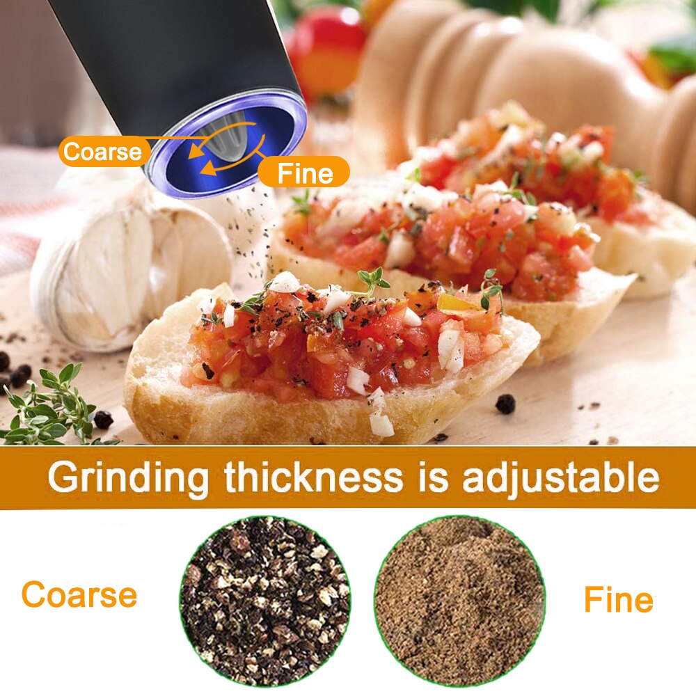 Electric Automatic Mill Pepper and Salt Grinder LED Light Spice Salt Pepper Core Grain Mill Porcelain Grinding Kitchen Tools