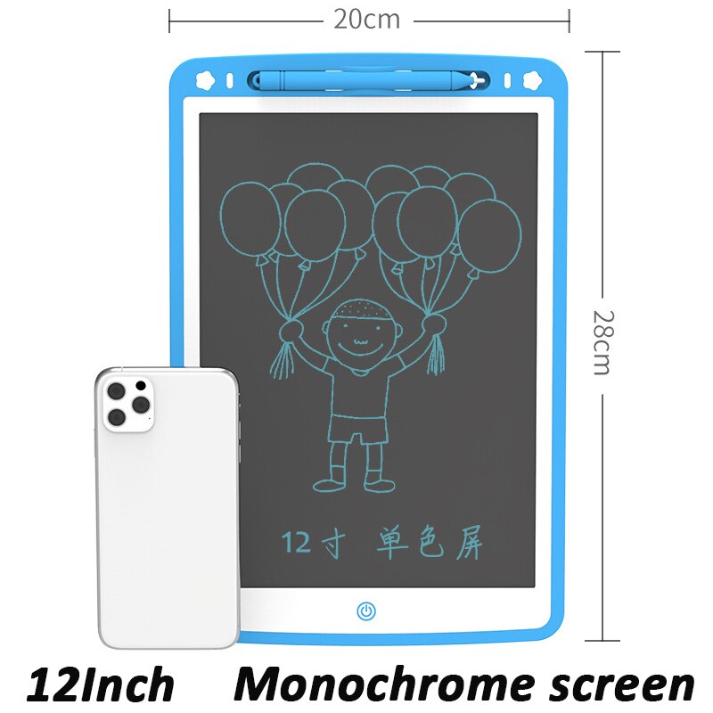 12/10/8.5/6.5 inch LCD Drawing Board Baby Drawing Writing Tablets Kids Early Educational Scratch Painting Toys For Children: 12Inch blue