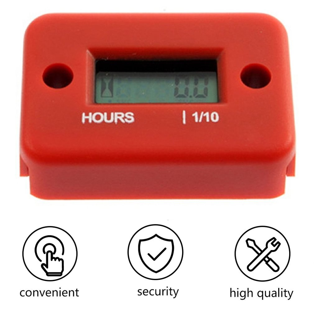Inductive Digital Hour Meter Waterproof LCD Display for Bike Motorcycle ATV Snowmobile Marine Boat Ski Dirt Gas Engine
