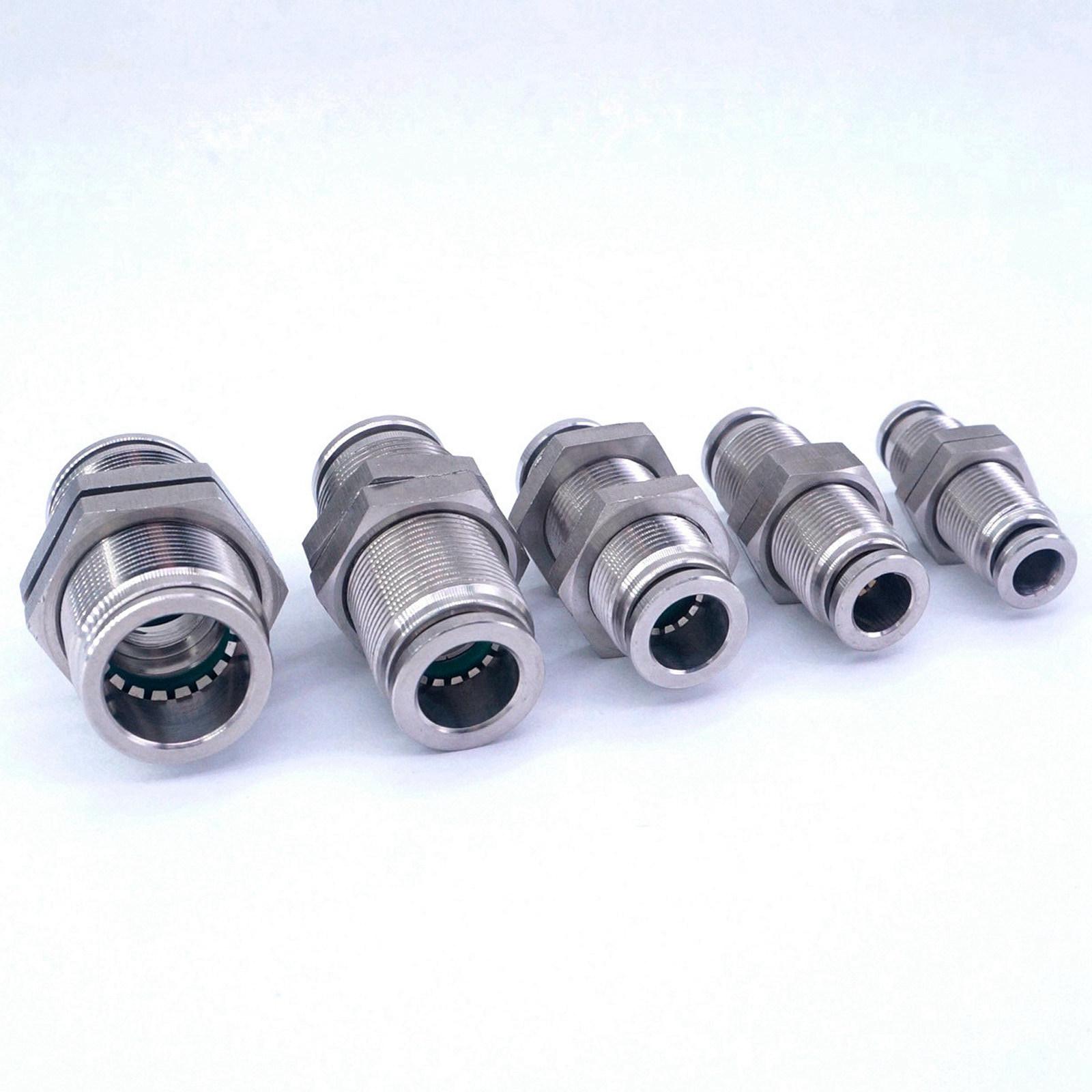 4/6/8/10/12/14/16mm Equal Diameter Stainless Bulkhead Union Pneumatic Fitting