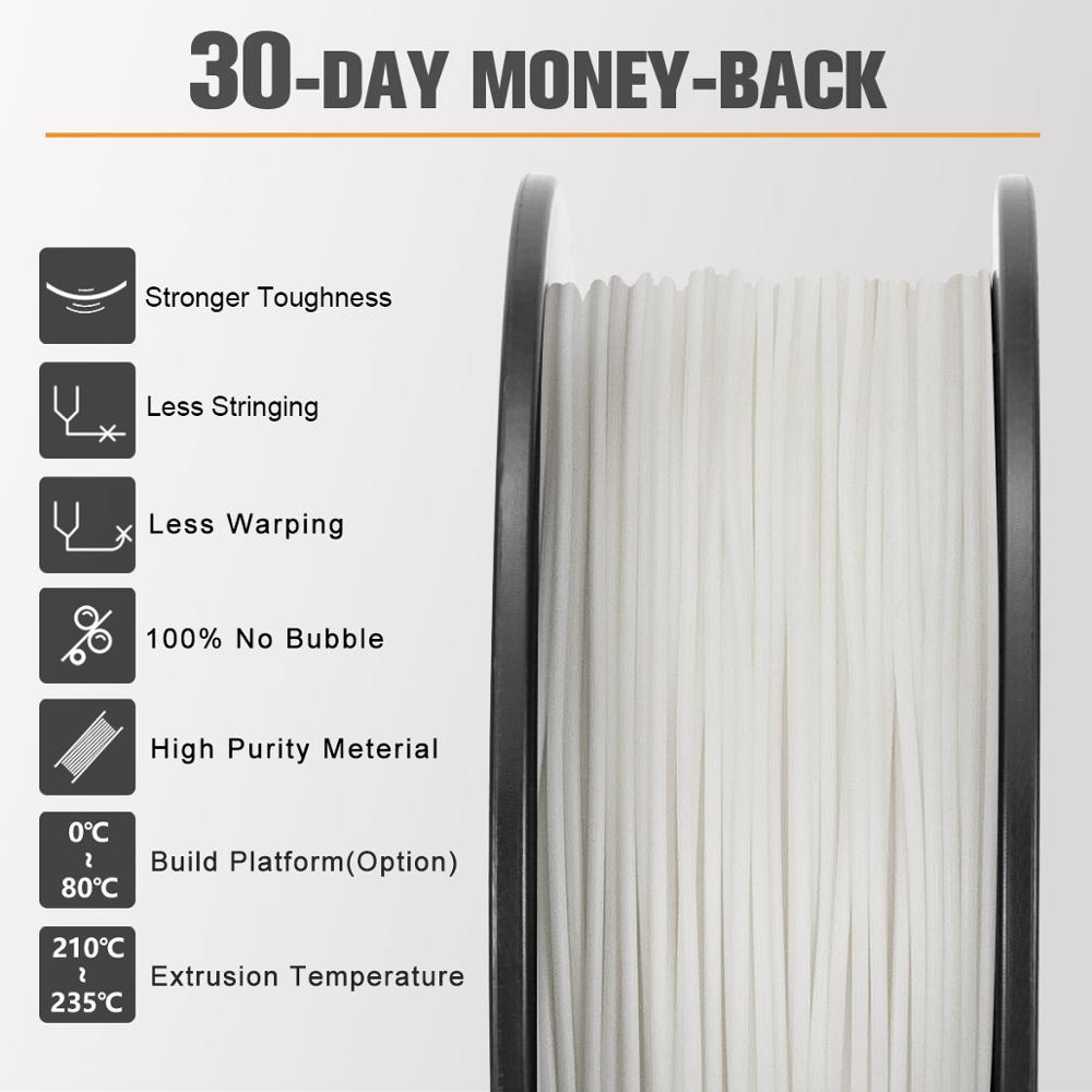 AW PLA Plus 3D Printer Filament 1kg White 1.75mm High Toughness Non-toxic PLA+ Tolerance +/-0.02mm FDM 3D Printing Material
