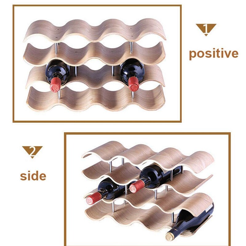 Wooden Wave Wine Rack Home Grape Wine Shelf Wine C... – Grandado