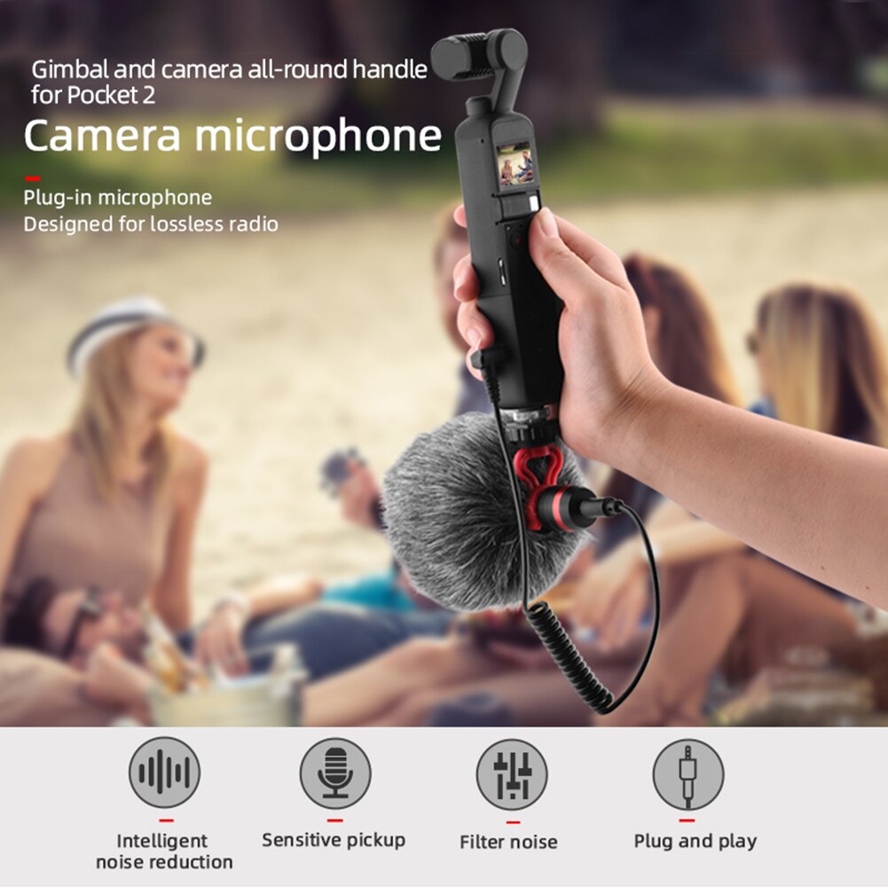 Portable Audio Video Interview Microphone with 1/4 Screw Bracket Condenser Camera Recording Mic For OSMO POCKET 2 SLR Gimbal