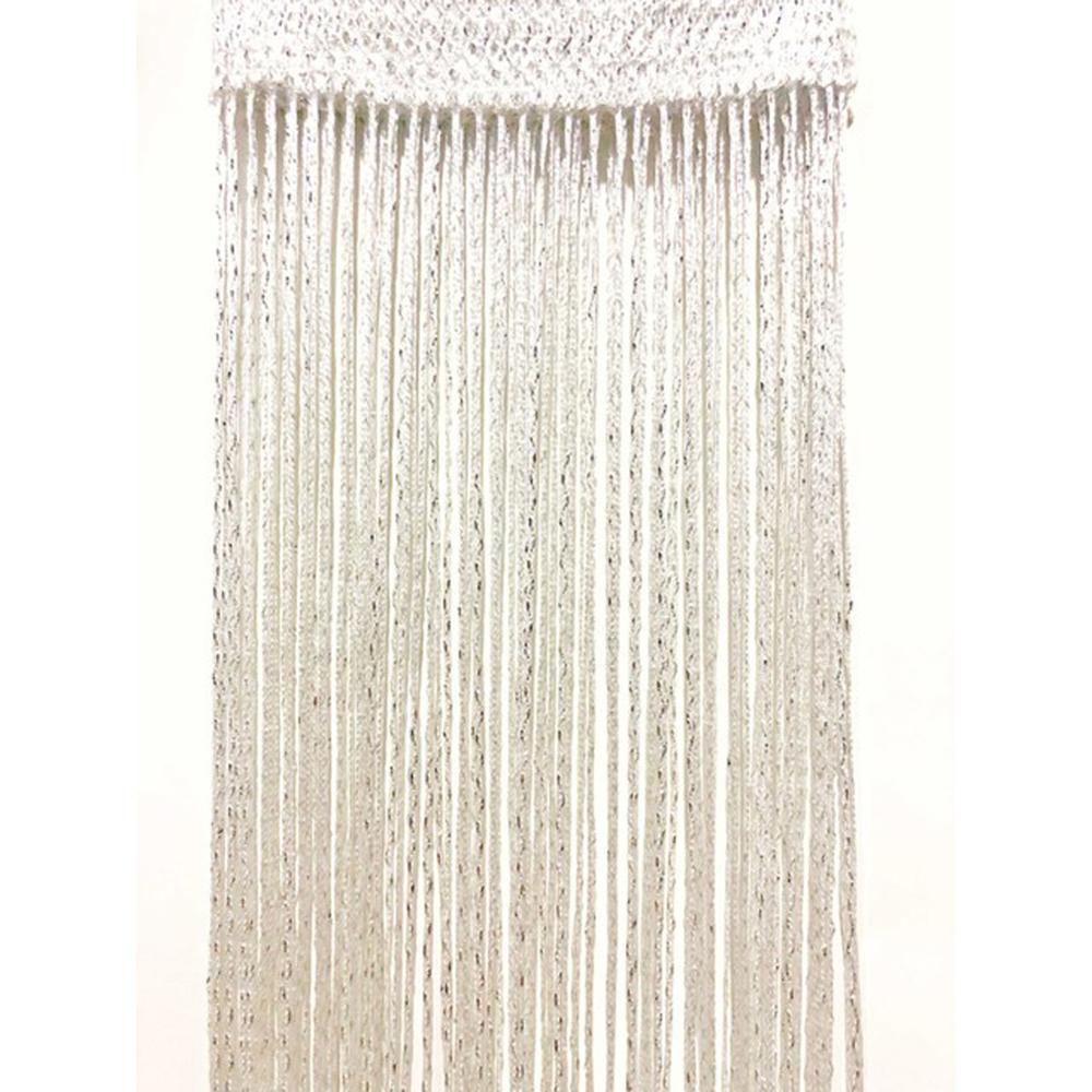 Decorative Silver Silk Curtain Shiny Tassel Window Glass Panel Room Partition Board Fly Screen Door Suspension