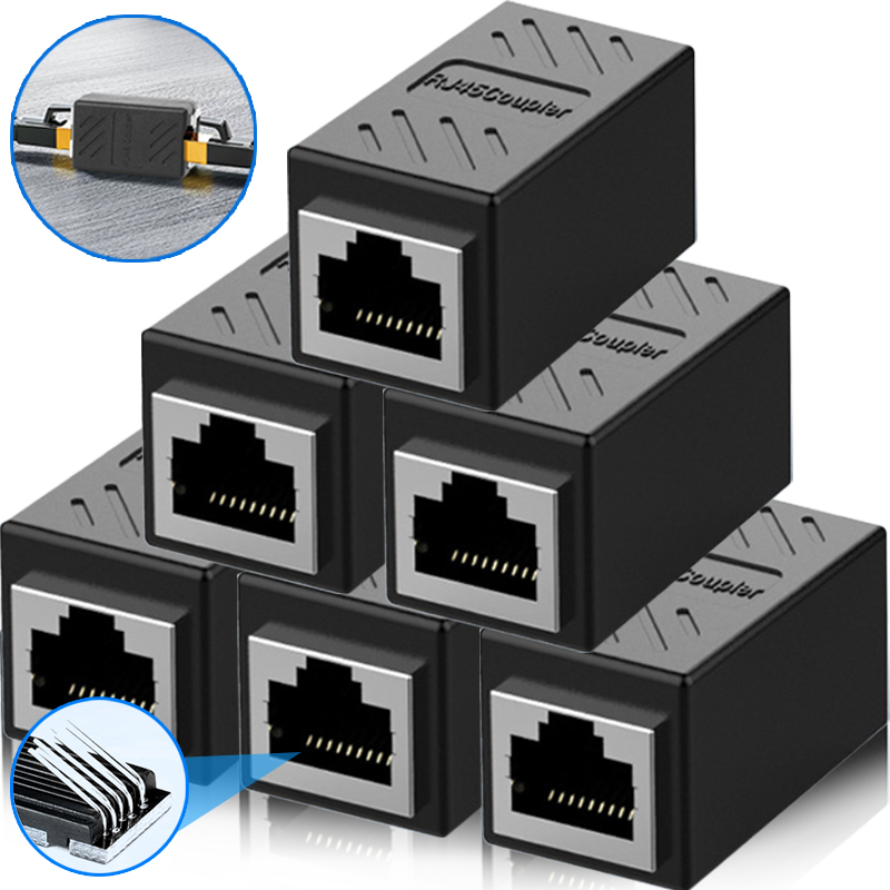 Female To Female RJ45 Ethernet Extender Extension Wire Cord Cable Network Adapters Connector for Internet Coupler Converter