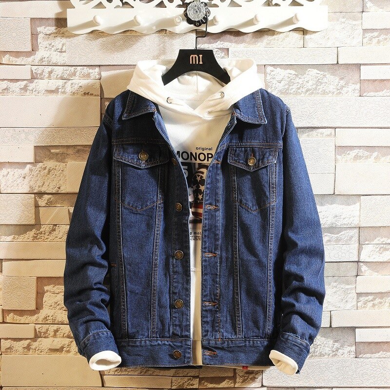 Men Jean Jackets Dark Blue Black Clothing Denim Jacket Man Jeans Jacket Thin Spring Outwear Male Cowboy Plus Size