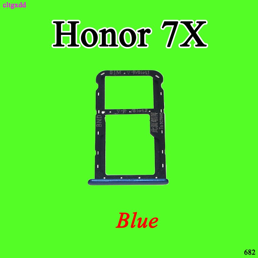 Cltgxdd sim-kortbakke slotholder adapter tilbehør til huawei honor 7 7a 7c 7x reservedele: Ære 7x-- blå