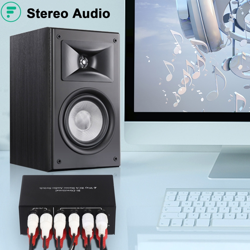 4-weg RCA Stereo Schakelaar Bidirectioneel 4 In 2 Uit/2 In 4 Uit R/L Switcher Dropsale