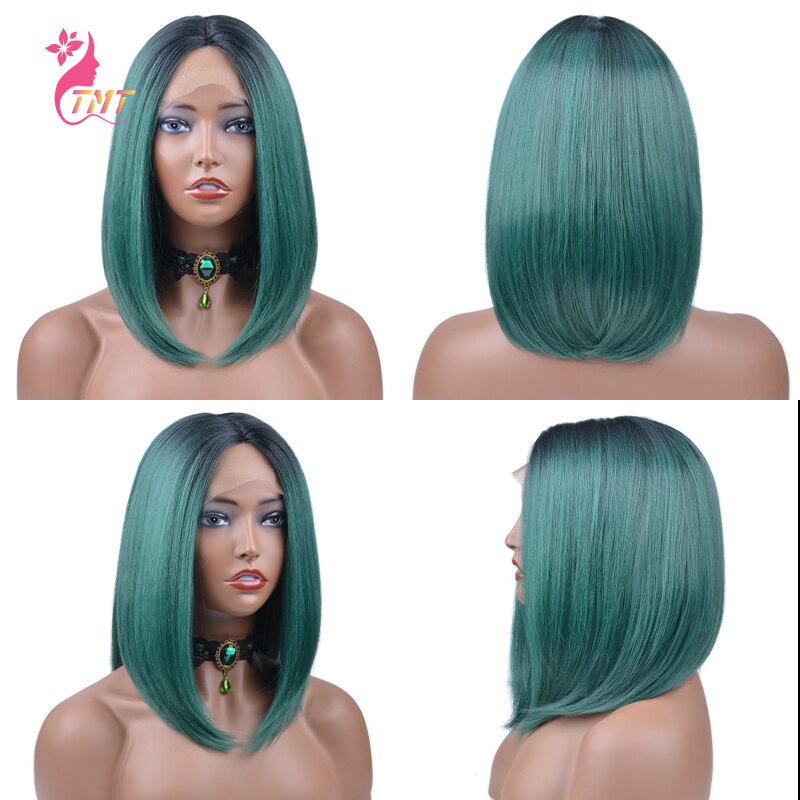 Short Synthetic Wigs Bob Middle Part Lace Front Wig Heat Resistant Straight Hair Natural Looking for Black Woman