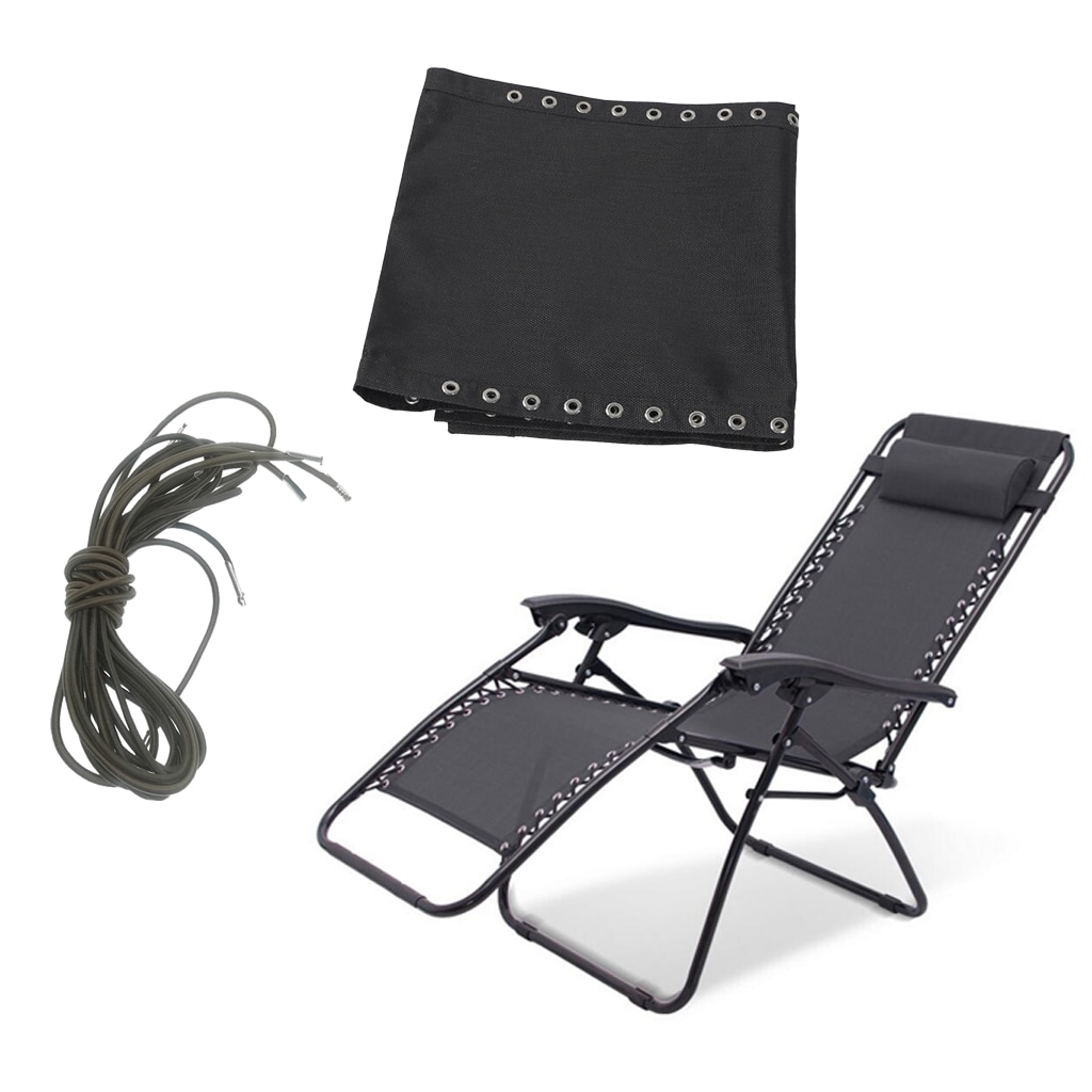 Black Replacement Cloth & Cord Laces For Patio Folding Recliners for