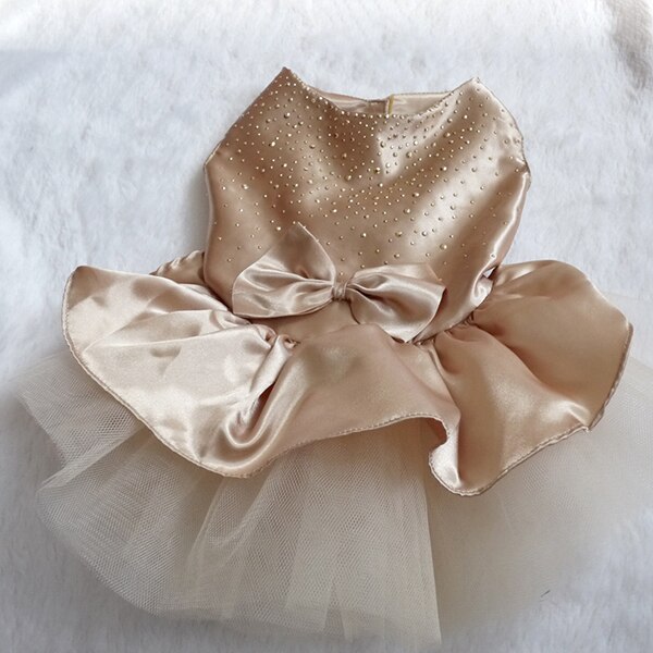 Princess Style Dog Dress Pet Dog Puppy Wedding Party Lace Dress Clothes Bow Tutu Princess Dress Pet Apparel