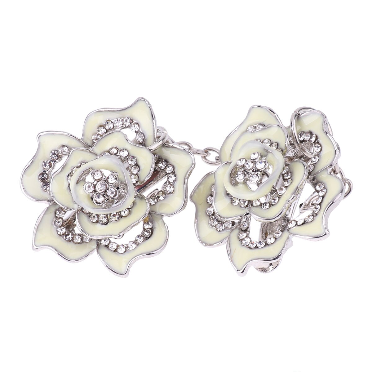 Clip de Rebeca para suéter para mujer, pasador de seguridad Vintage con flores, soporte para cuello de camisa, broche de Metal de cristal, Pin de cocodrilo artesanal