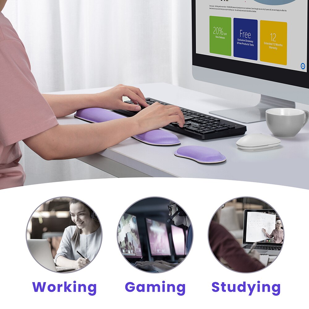 VicTsing PC148-almohadilla para reposabrazos mecánico, reposamuñecas para ratón, cómoda y duradera, para PC, Gamer y oficina