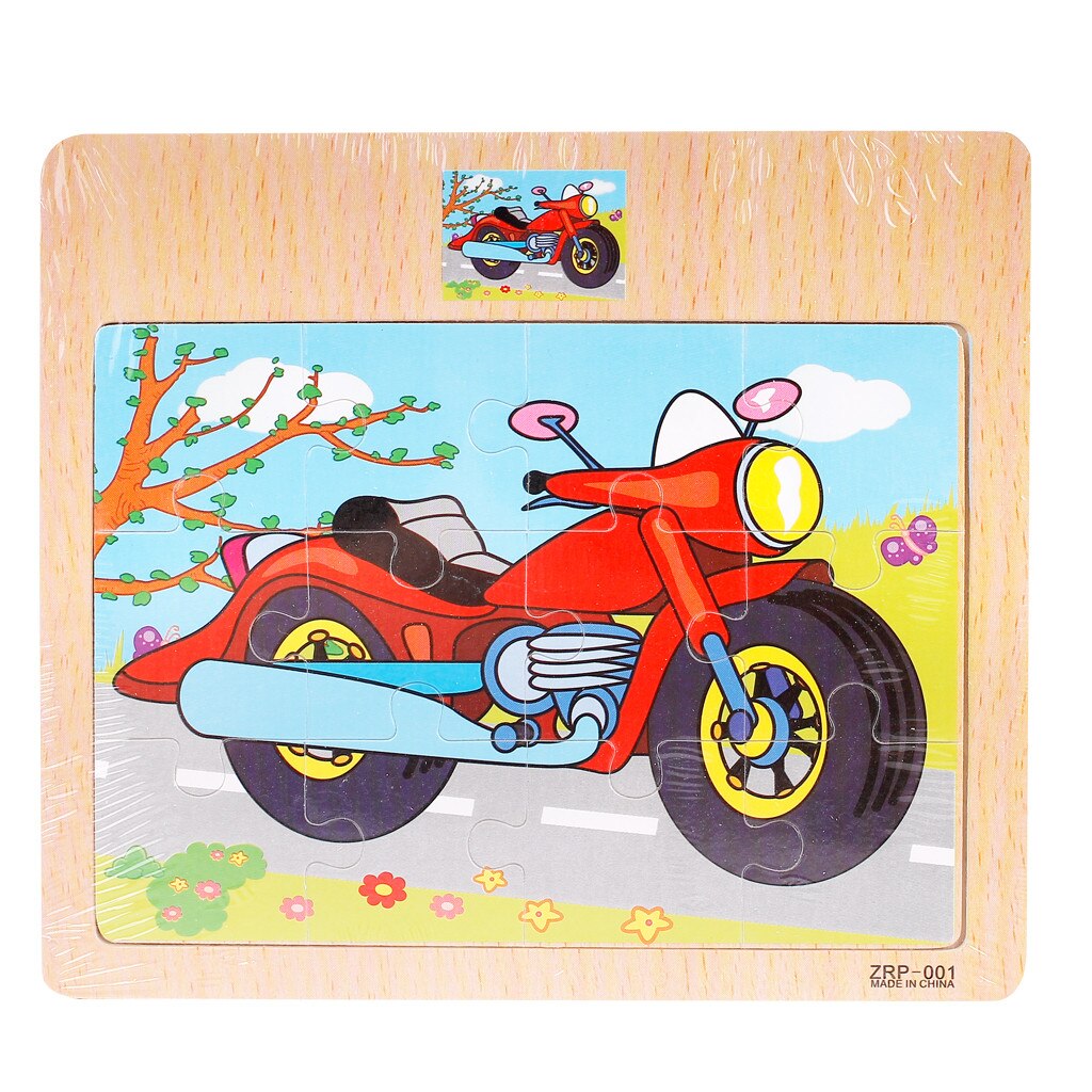 Adults Children Wooden Intelligence Puzzle Cartoon Traffic Puzzles Educational Developmental Baby Kids Training Toy: N