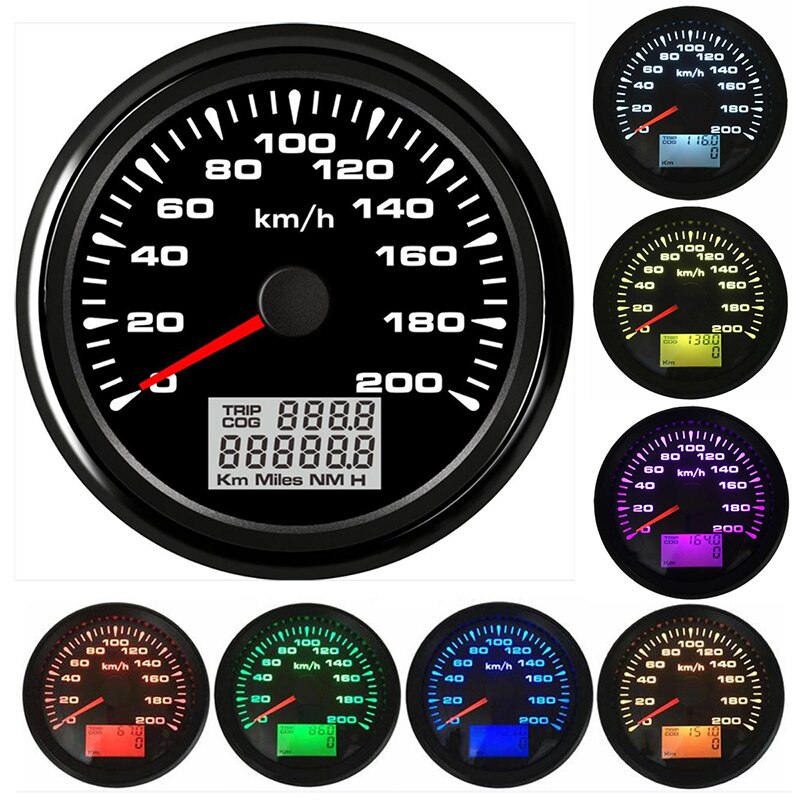 W PRO 85mm 2 Gauge Set: GPS Speedometer (200 KMH) & Tachometer - 4-in-1 Multi-Function
