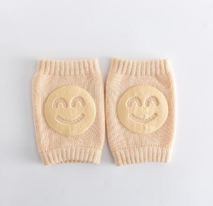 sommer Frottee Baby Strümpfe Ellenbogen Pad Kleinkind Krabbeln Knie Pad Baby Art Knie Pad Smiley Gesicht Kniepolster Bein wärmer: Kaki