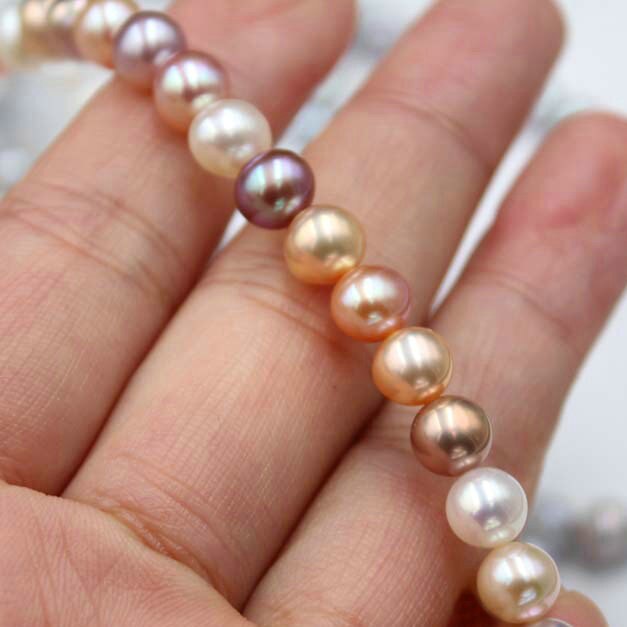 7 millimetri/61 pz Rotonda Naturale Bianco/Rosa/viola/D'acqua Dolce Branelli Allentati Della Perla per FAI DA TE Gioielleria Raffinata che fanno: colore della miscela