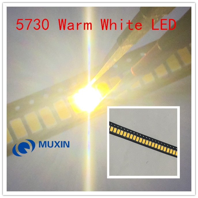 100 stk smd varm hvid 3000k 0.5w led chip 5730 5630 ultra lys overflade 50-55lm mount smt perler led lysemitterende diode lampe