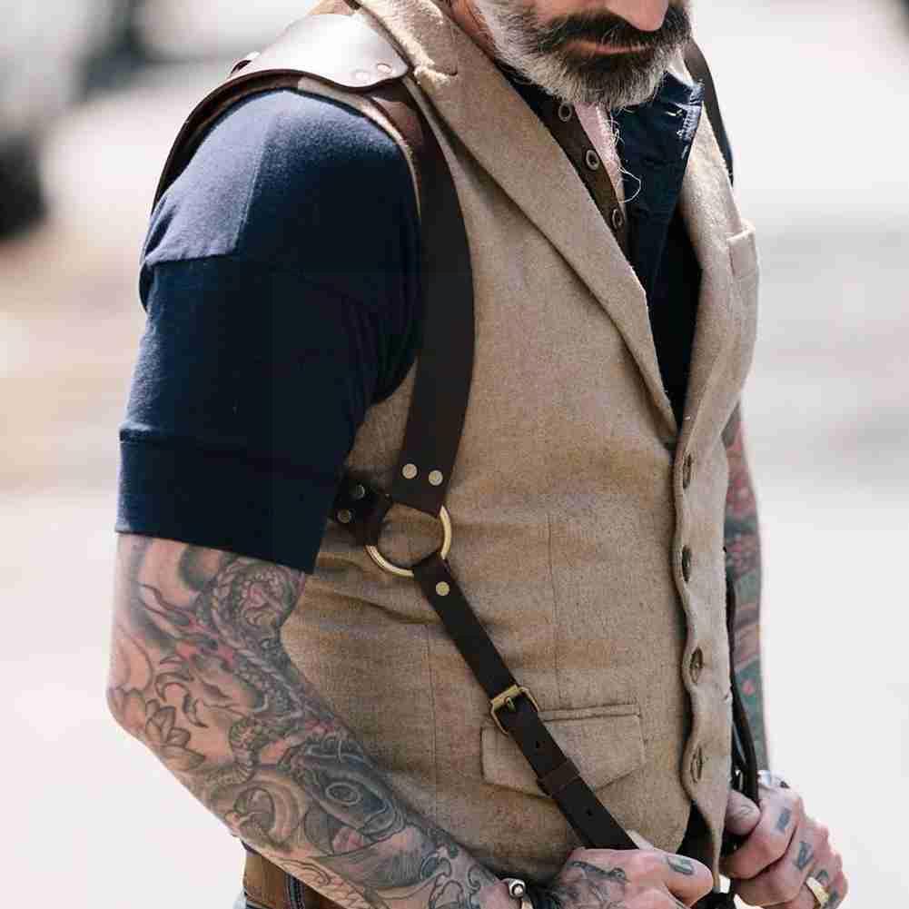 Bretelle Vintage en cuir pour hommes, style médiéval Renaissance, vêtements, accessoires d&#39;épaule, ceinture, harnais de poitrine, Punk J9R7