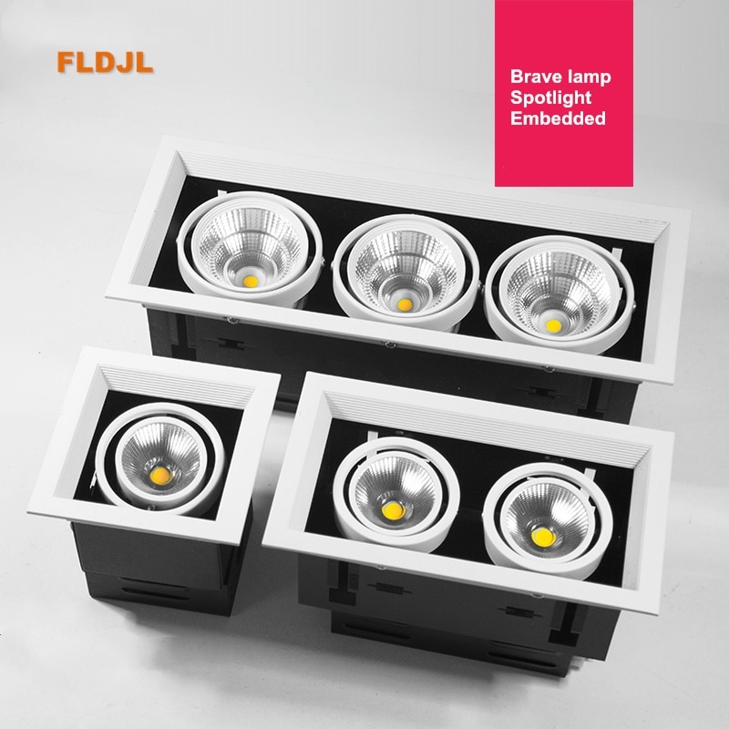 Dobbelt dæmpbar led-downlight, loftspotlight, 10w 20w 30w ac85-240v indbyggede loftslamper, indendørs belysning