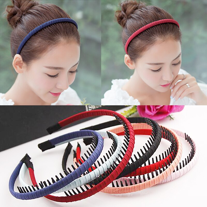 Women Girls Headdress Solid Cloth Headband Wrap Hair Hoop Bezel With Teeth Female Hair Accessories Hairband Headwear